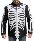 Skeleton Black Halloween Leather Jacket Costume