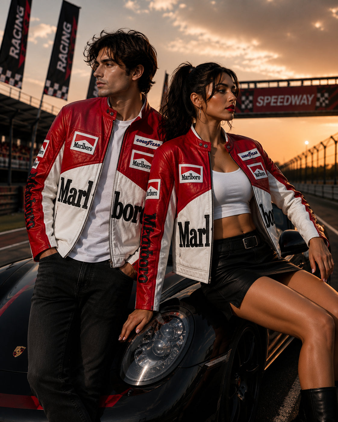 Hollywood Jackets Unisex Marlboro Racing Leather Jacket