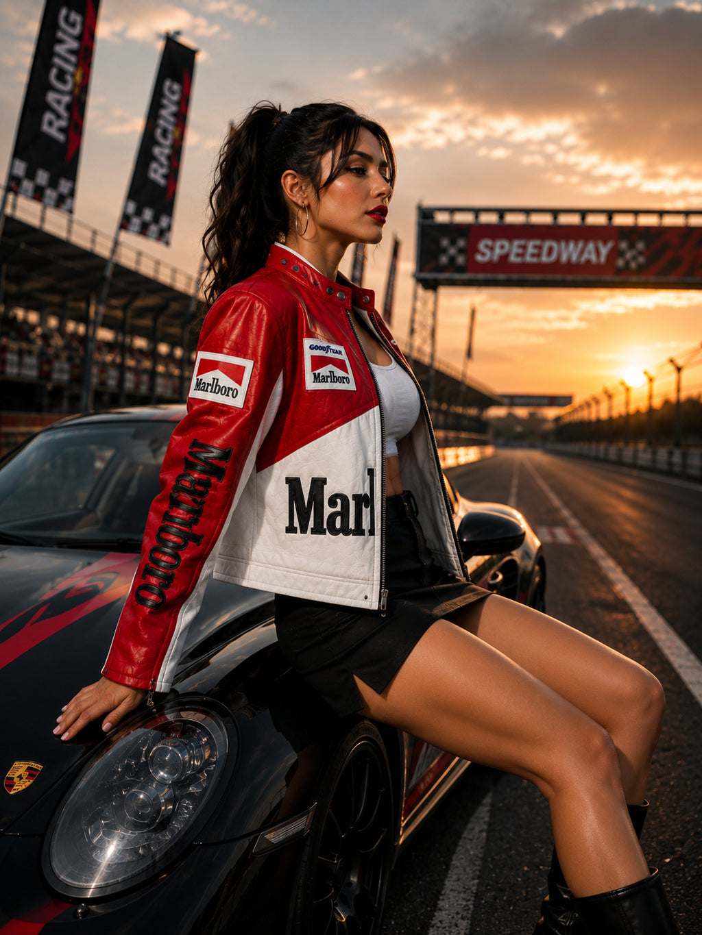 Marlboro Unisex  Racing Leather Jacket | Hollywood Jackets