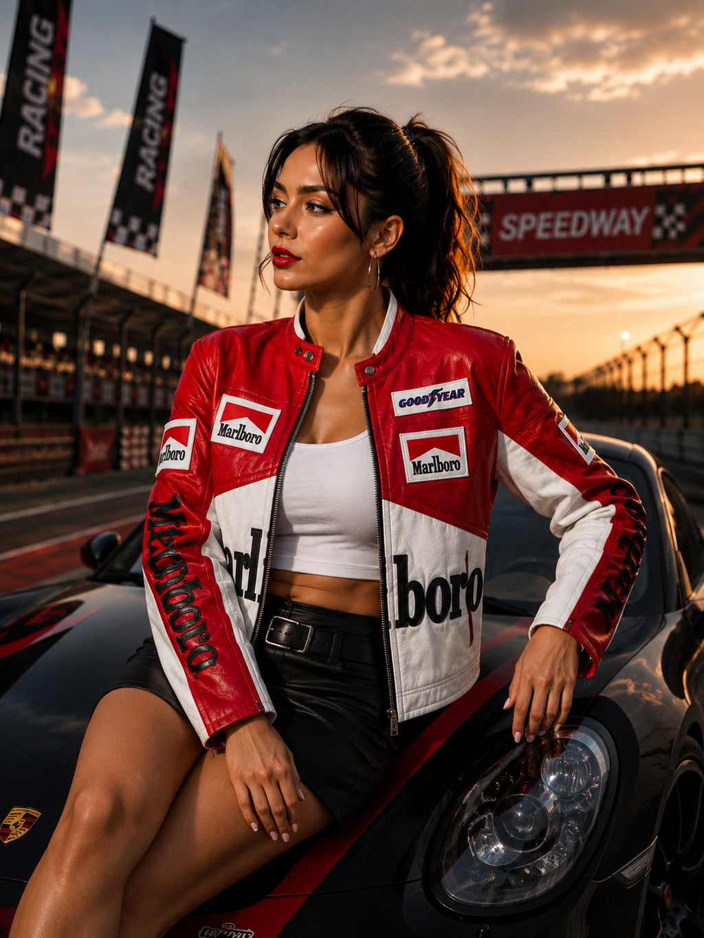 Marlboro Unisex  Racing Leather Jacket | Hollywood Jackets