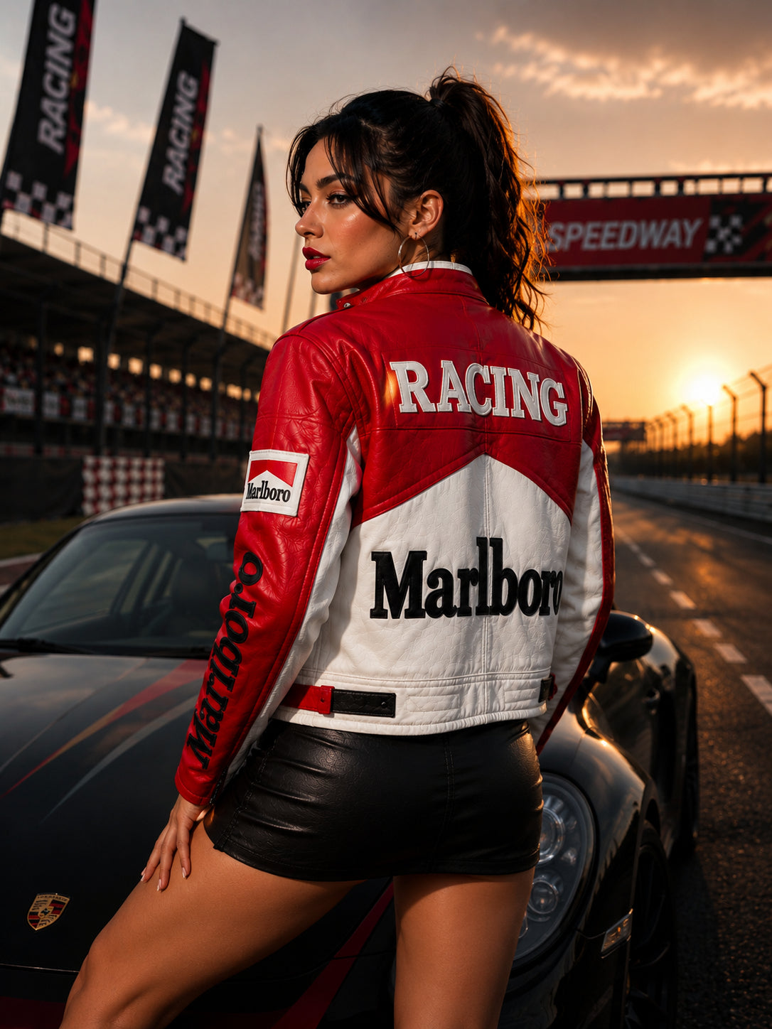 Hollywood Jackets Unisex Marlboro Racing Leather Jacket