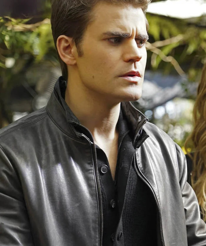 Stefan Salvatore The Vampire Diaries S7 Black Leather Jacket