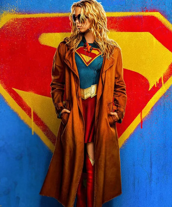 Supergirl 2026 Milly Alcock Brown Trench Coat