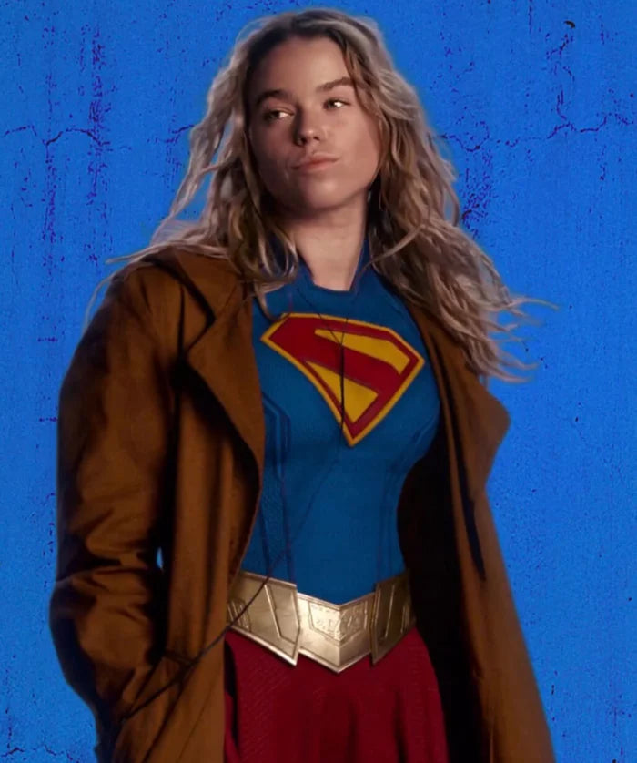 Supergirl 2026 Milly Alcock Brown Trench Coat