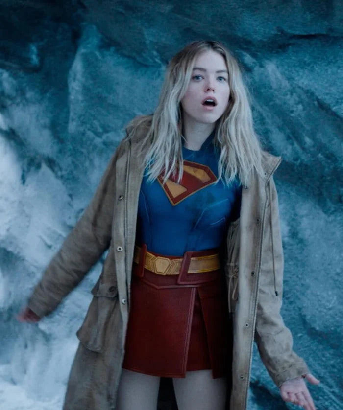 Hollywood Jacket Superman 2025 Milly Alcock Supergirl Brown Coat