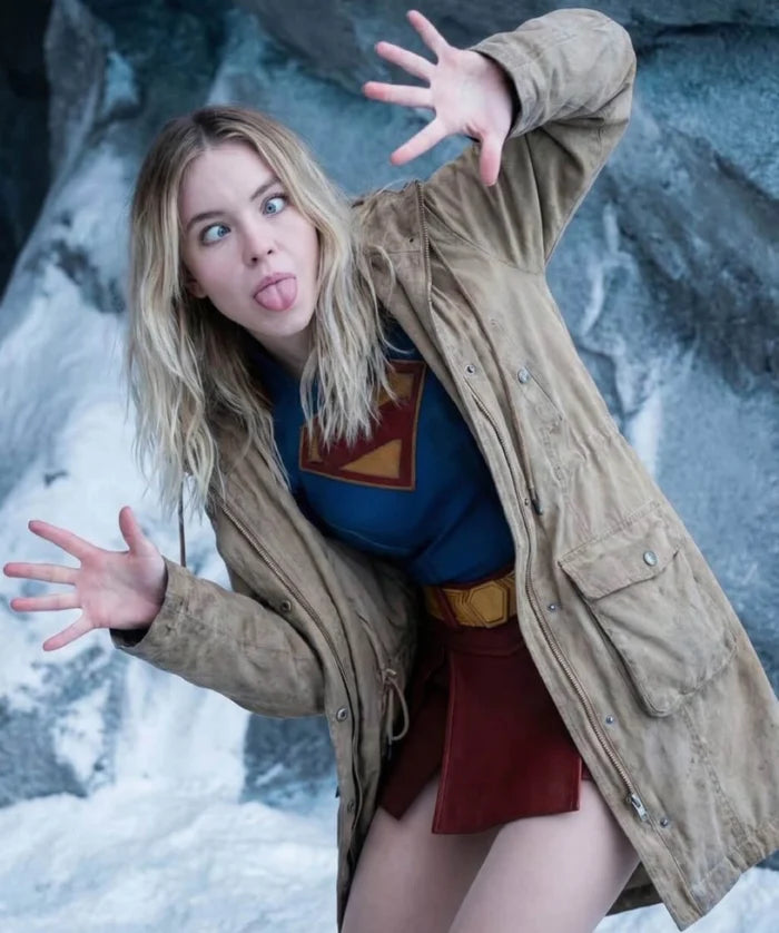 Hollywood Jacket Superman 2025 Milly Alcock Supergirl Brown Coat