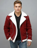 Men’s Red Christmas Shearling Jacket | Hollywood Jackets