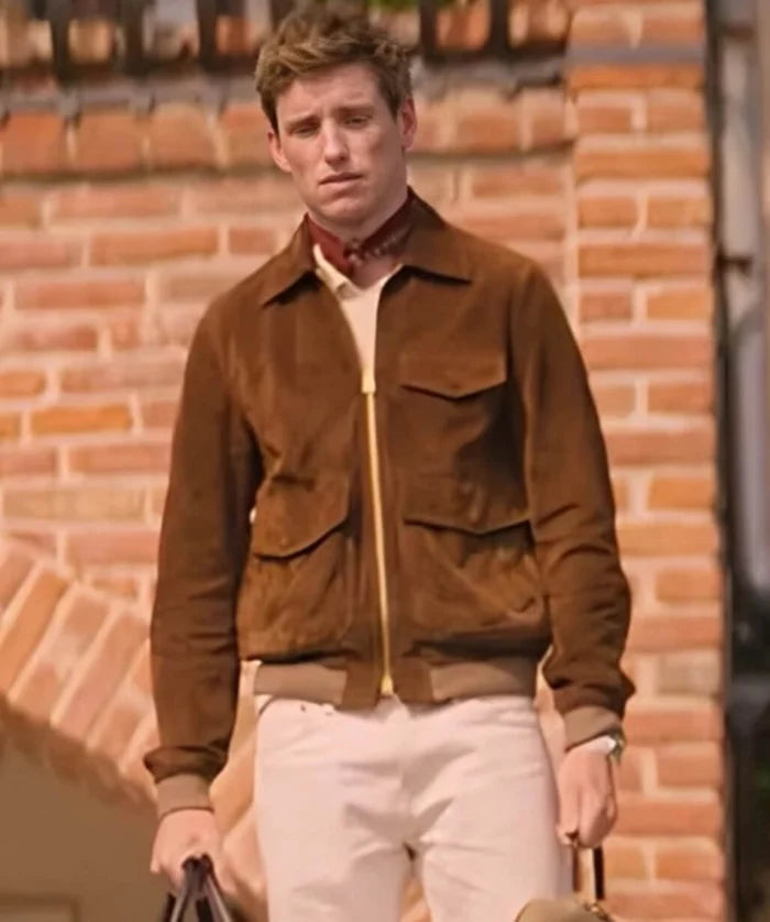 The Day of the Jackal S1 Eddie Redmayne Brown Suede Jacket