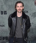 The Last of Us Premiere 2025 Tom Payne Black Biker Leather Jacket