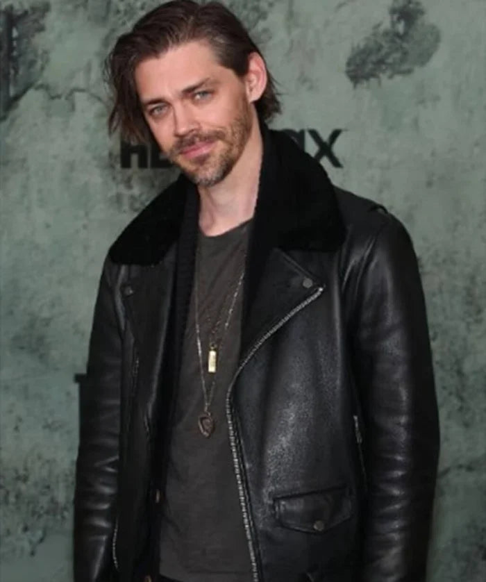The Last of Us Premiere 2025 Tom Payne Black Biker Leather Jacket