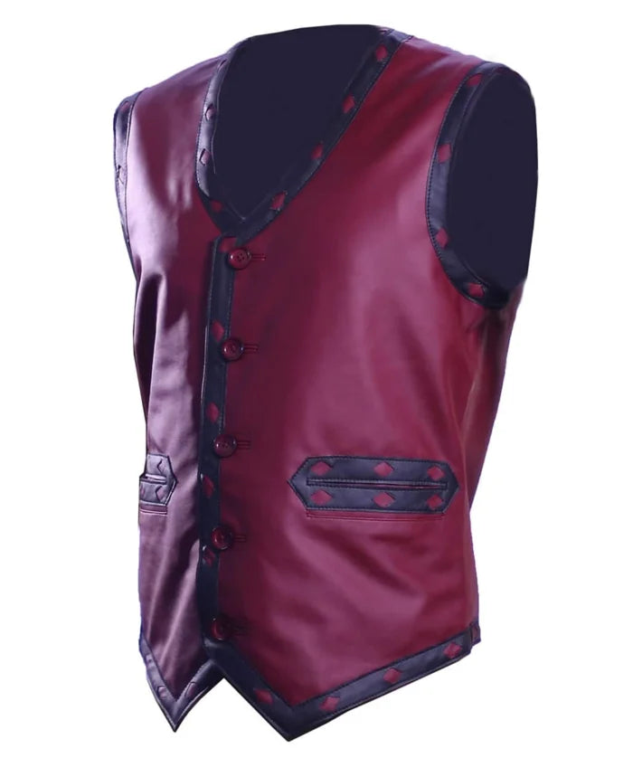 The Warriors Maroon Leather Vest Halloween Costume