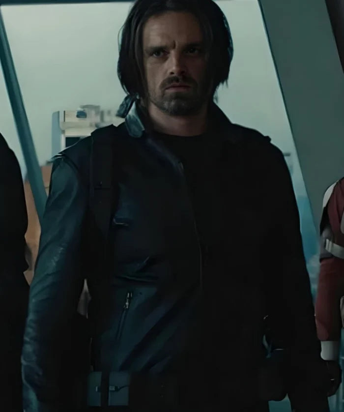 Sebastian Stan Inspired Thunderbolts 2025 Bucky Barnes Biker Leather Jacket