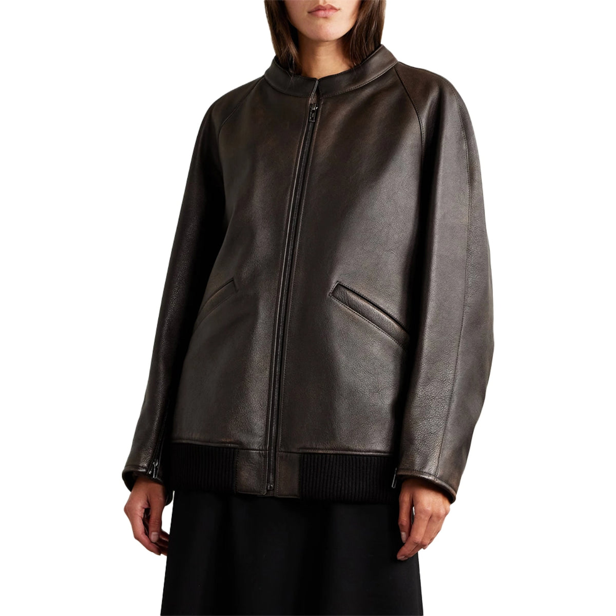 Hollywood Jackets Women’s Distressed Brown Leather Bomber Jacket