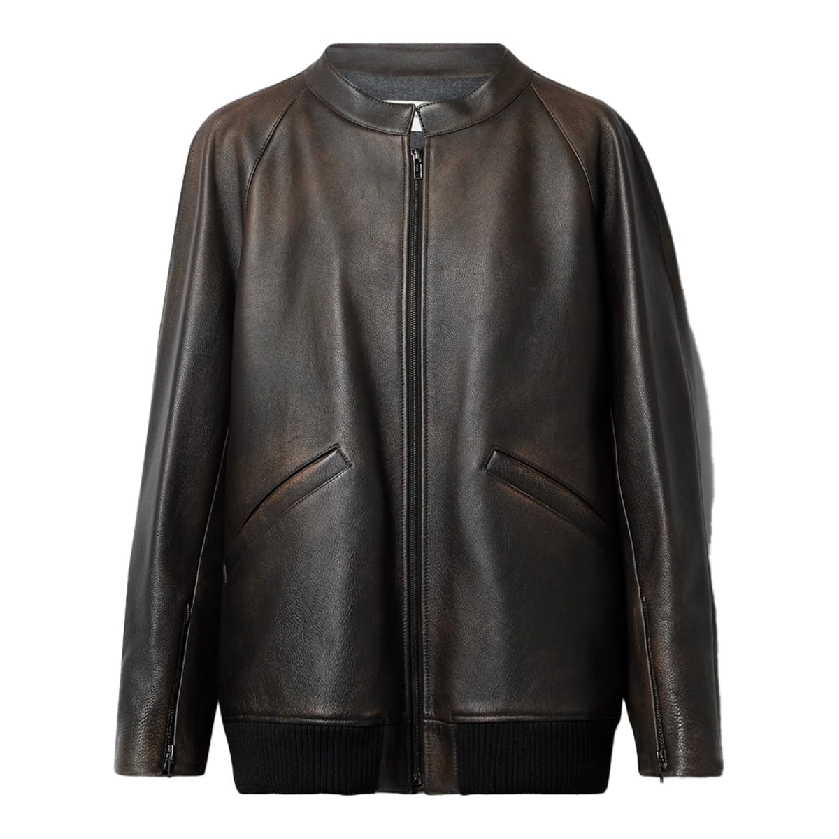 Hollywood Jackets Women’s Distressed Brown Leather Bomber Jacket