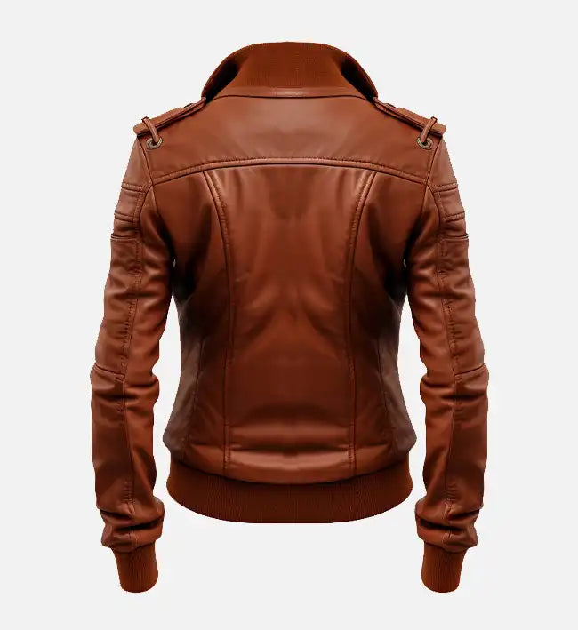 Hollywood Jackets Women’s Brown Leather Bomber Jacket