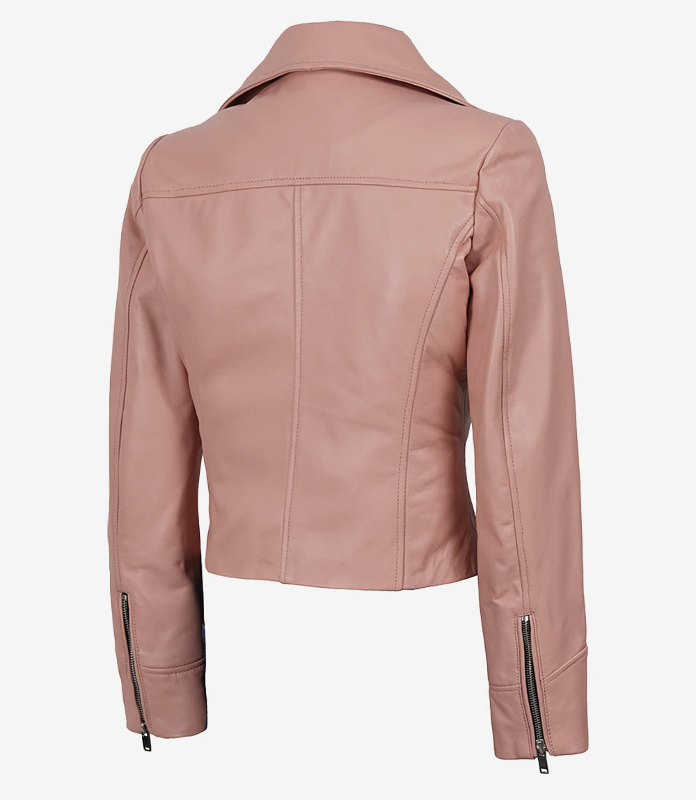 Hollywood Jacket Ninfa Women Biker Real Leather Pink Jacket