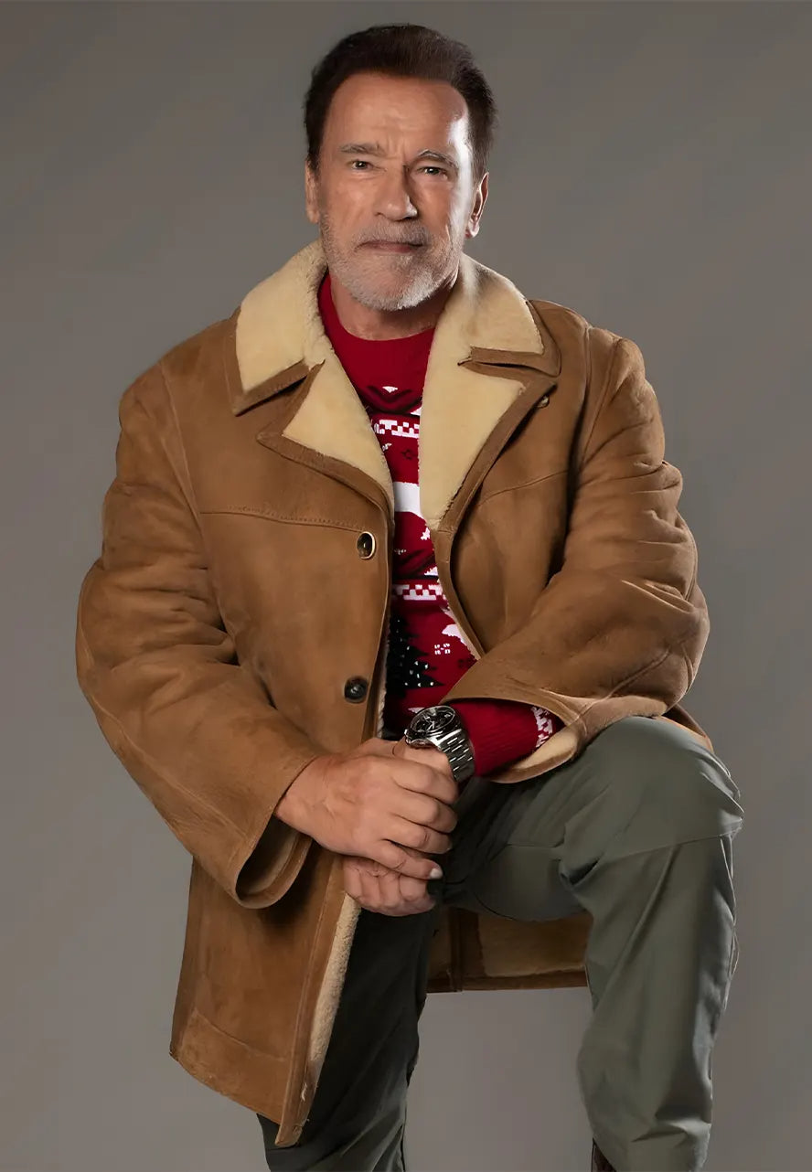 Hollywood Jackets World of Tanks Holiday Ops Arnold Shearling Leather Coat