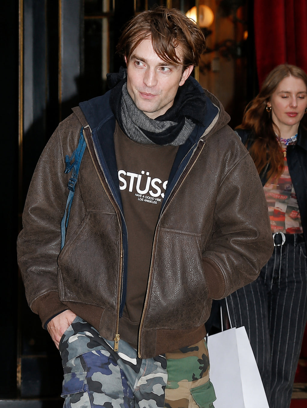 Robert Pattinson Brown Leather Travel Jacket | Hollywood Jackets